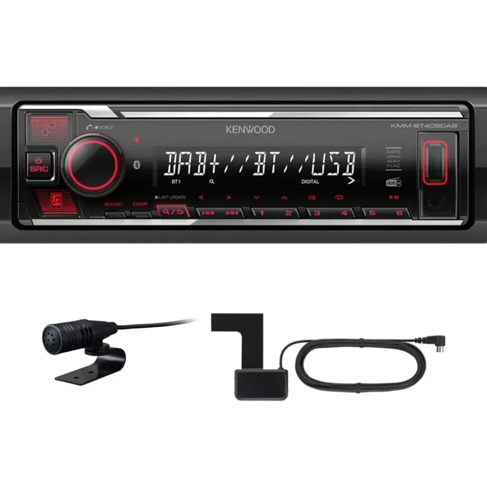 Kenwood KMM-BT408DAB Autoradio Bluetooth®-Freisprecheinrichtung, Anschluss für Lenkradfernbedienung, DAB+ Tuner