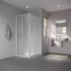 Kermi Nova 2000 Eckeinstieg mit Gleittüren 90 x 185 cm N2ED20901811K silber Kunstglas