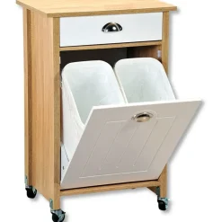 KESPER Küchenwagen "Rollwagen", braun (braun, weiß), B:50cm H:79cm T:37cm, Holzwerkstoff, Rollwagen, Küchenwagen, inkl. 2 entnehmbaren Abfalleimern