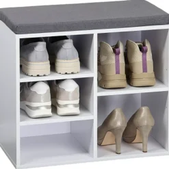 KESPER Schuhschrank mit Sitzkissen 51,5 x 48 x 29,5 cm grau/weiß