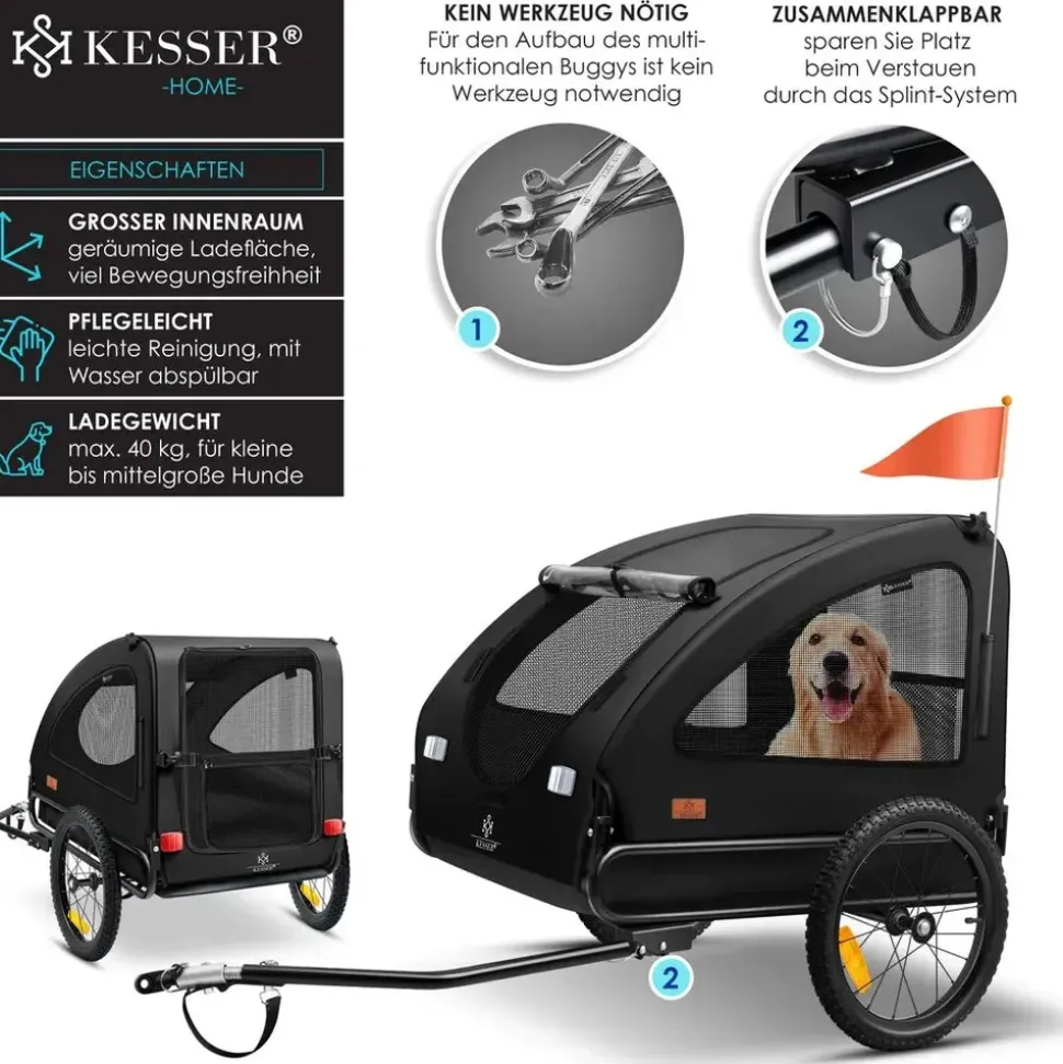 Kesser Boxer 2-in-1 Hundebuggy schwarz
