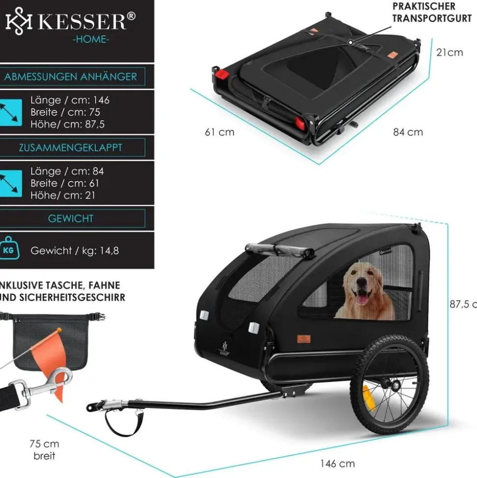 Kesser Boxer 2-in-1 Hundebuggy schwarz