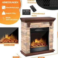 Kesser Elektrokamin LED 3D-Flame braun