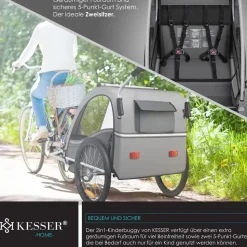 Kesser Kinderanhänger Sport-RX 2 in 1 Joggerfunktion helgrau