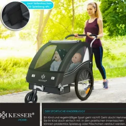 Kesser Kinderanhänger Sport-RX 2 in 1 Joggerfunktion shwarz