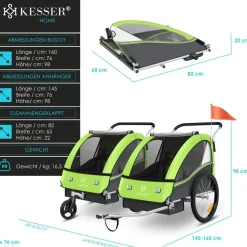 Kesser Kinderfahrradanhänger Sport-RX 2 in 1 hellgrün