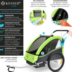 Kesser Kinderfahrradanhänger Sport-RX 2 in 1 hellgrün