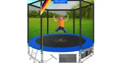 Kesser Trampoline Komplettset 427 cm inkl. Sicherheitsnetz, Leiter und Randabdeckung blau