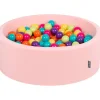 KiddyMoon Bällebad 90X30cm/300 Bälle ∅ 7Cm Bällepool Mit Bunten Bällen Für Babys Kinder Rund, Pink:Hellgrün/Gelb/Türkis/Orange/Dunkelpink/Violett
