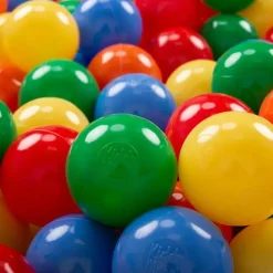 KiddyMoon 1200 ∅ 6cm kinder bälle für bällebad spielbälle baby Plastikbälle Made In EU, Gelb/Grün/Blau/Rot/Orange