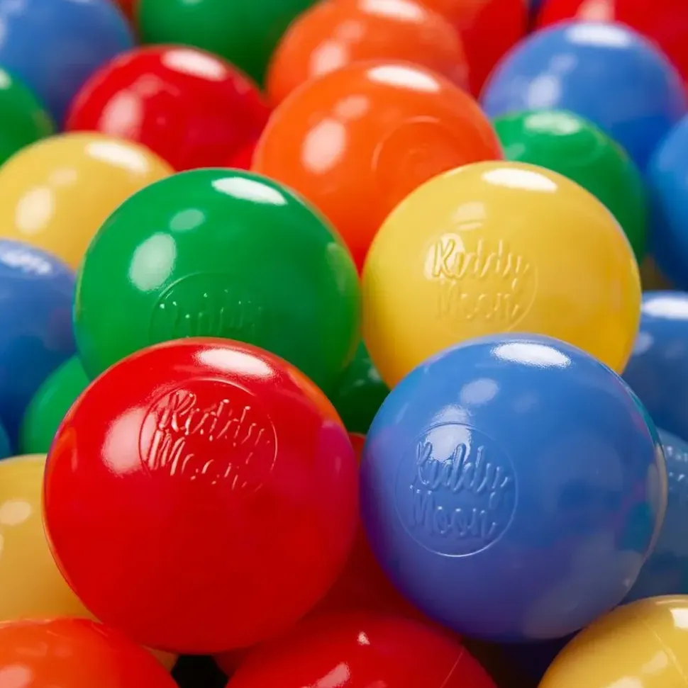 KiddyMoon 1200 ∅ 6cm kinder bälle für bällebad spielbälle baby Plastikbälle Made In EU, Gelb/Grün/Blau/Rot/Orange