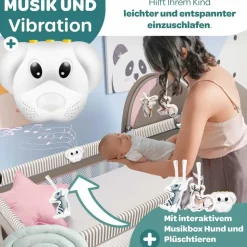 Kidiz KIDIZ® Babybett Reisebett Kinderreisebett Faltbar mit Matratze 120x60, Seiteneingang, Wickelauflage, Mosktionetz, Spielbogen & Tragetasche Baby Beistellbett Kinderbett ab Geburt bis 15 kg