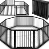 KIDUKU KIDUKU® 7,2 Meter Laufgitter schwarz XXL klappbar inkl. Tür, bestehend aus 8 Elementen, individuell formbar Laufstall Absperrgitter - Schwarz