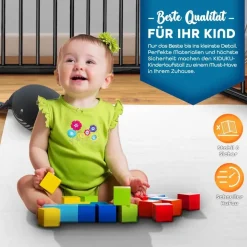 KIDUKU KIDUKU® 7,2 Meter Laufgitter schwarz XXL klappbar inkl. Tür, bestehend aus 8 Elementen, individuell formbar Laufstall Absperrgitter - Schwarz