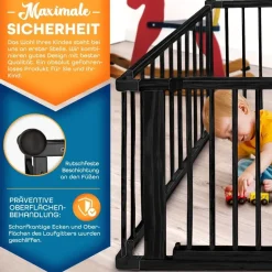 KIDUKU KIDUKU® 7,2 Meter Laufgitter schwarz XXL klappbar inkl. Tür, bestehend aus 8 Elementen, individuell formbar Laufstall Absperrgitter - Schwarz