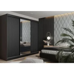 kier furniture Schiebetürenschrank Malani 200 x 205 x 59 cm Schwarz/Grau