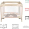KIKKABOO Laufstall Enjoy, Reisebett klappbar, Matratze, Sichtfenster, Tragetasche beige/braun