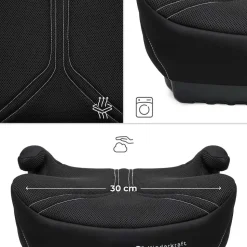 Kinderkraft I-BOOST 2 PRO, Sitz für Kinder von 125-150cm und im Alter von 6-12 Jahren, Isofix-Montage, sehr leicht (2,36 kg), ergonomische Armlehnen, abziehbarer Bezug, Schwarz