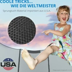 Kinetic Sports Salto Plus 400 cm  inkl. Sicherheitsnetz, Regenplane und Leiter  Blau