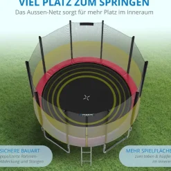 Kinetic Sports Trampolin Outdoor Salto 250 cm inkl. Sicherheitsnetz und Leiter Pink