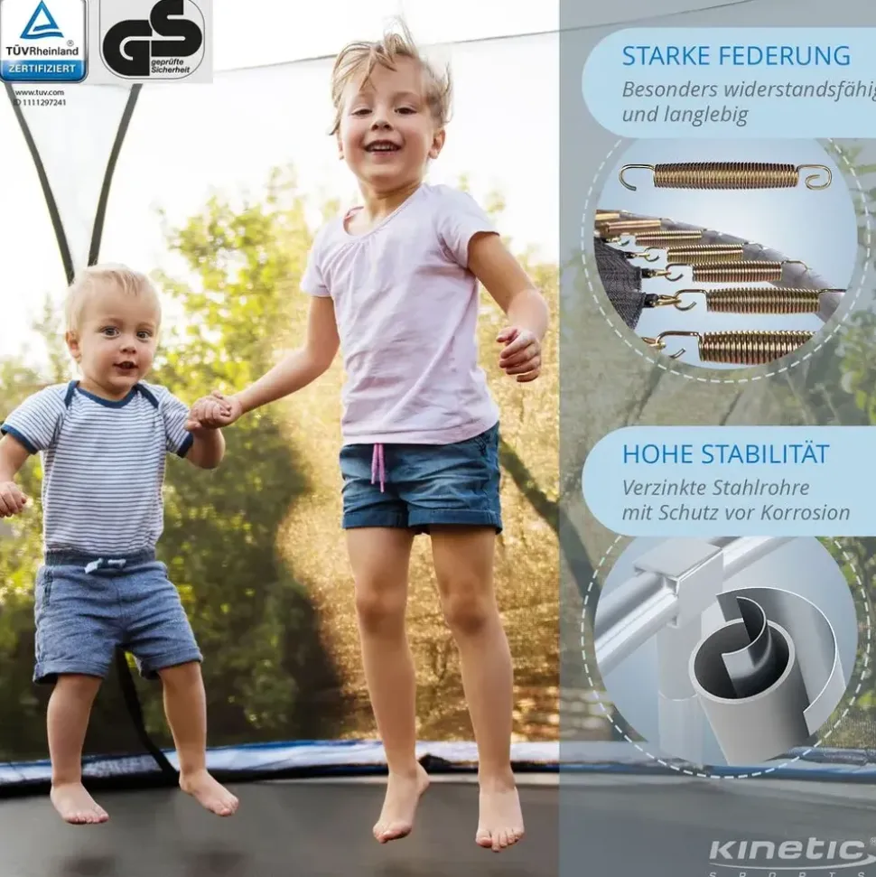 Kinetic Sports Trampolin Outdoor Salto 310 cm inkl. Sicherheitsnetz und Leiter Schwarz