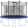 Kinetic Sports Trampolin Outdoor Salto 430 cm inkl. Sicherheitsnetz und Leiter Blau