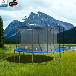 Kinetic Sports Trampolin Outdoor Salto 430 cm inkl. Sicherheitsnetz und Leiter Blau