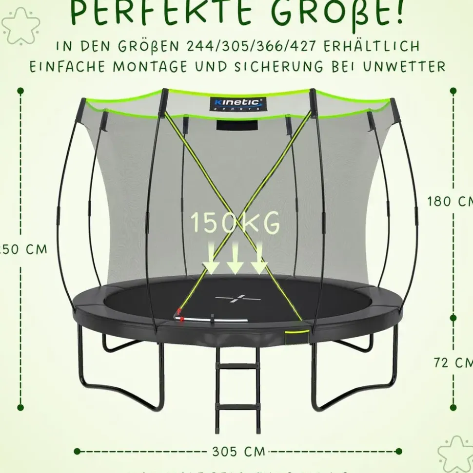 Kinetic Sports Ultimate Pro 305 cm inkl. Sicherheitsnetz schwarz
