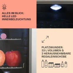 Klarstein Beersafe M Getränkekühlschrank (33 l, 540 mm hoch, Edelstahl)