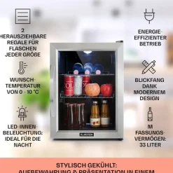 Klarstein Beersafe M Getränkekühlschrank (33 l, 540 mm hoch, Edelstahl)