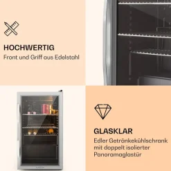 Klarstein Beersafe XXL Getränkekühlschrank (80 l, 830 mm hoch, Edelstahl)