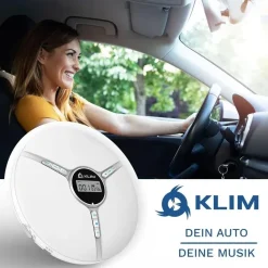 Klim Discman - Tragbarer CD Player mit eingebautem Akku - inklusive KLIM Fusion Kopfhörer. mini, CD Player, kompatibel mit CD-R, CD-RW und MP3 Weiß
