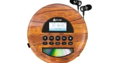 Klim Nomad Wood – Neuheit – tragbarer CD-Player – integrierter Akku mit langer Lebensdauer – Kopfhörer KLIM Fusion, MP3, TF-Player, tragbares Mini-Radio, Bluetooth – für das Auto