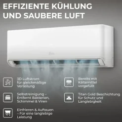 Kältebringer R290 Split-Klimaanlage 12.000 BTU (3,7kW) mit Wandhalterung