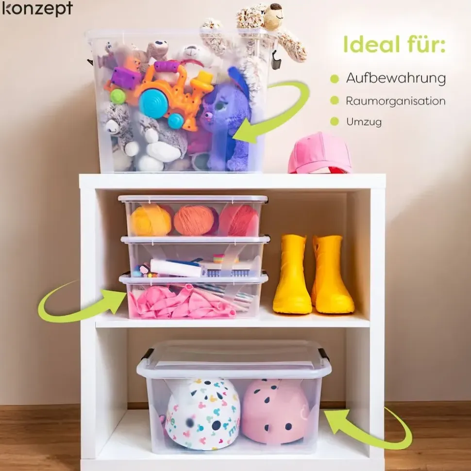 konzept Aufbewahrungsbox 14 l 3-tlg. transparent