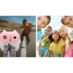 krumad Mini Sofortbildkamera mit Drucker – 2in1 Kinderkamera & Fotodrucker, Bluetooth, Spiele, Video/Musik, Smartphone-Druck
