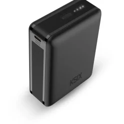 KSix Nano Powerbank, 20.000 mAh, Taschengröße, Power Delivery, 22,5 W, USB-C auf USB-C-Kabel, gleichzeitiges Aufladen, Schwarz
