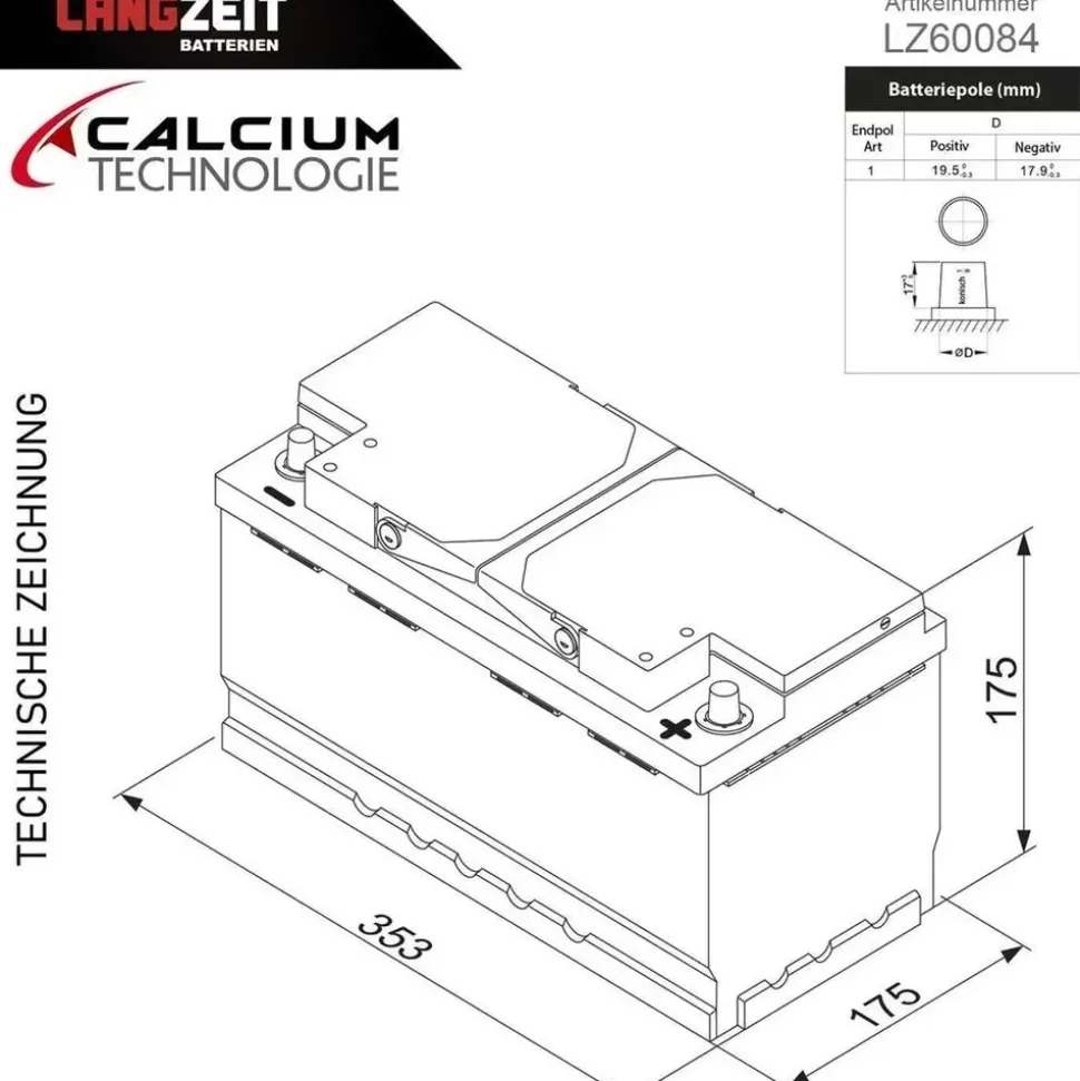 LANGZEIT Batterien LANGZEIT 100Ah 12V