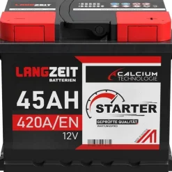 LANGZEIT Batterien Langzeit Starter Autobatterie 45Ah 12V