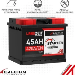 LANGZEIT Batterien Langzeit Starter Autobatterie 45Ah 12V