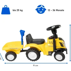 Lemodo Rutschauto Traktor New Holland mit Anhänger, blau