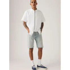 Levi's Bermudas "501 ORIGINAL SHORTS", Herren, Gr. 33, N-Gr, blau (never on time shorts), Denim/Jeans, Obermaterial: 99% Baumwolle, 1% Elasthan, unifarben, normal kniefrei, Hosen Bermudas, Jeans-Bermudas mit Stretch, der Klassiker 501 ORIGINAL