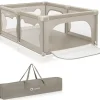 lionelo Faltbarer Laufstall für Kinder WILLOW von 0-48 Monaten, 120 cm x 180 cm x 68 cm, Laufstall für Babys mit atmungsaktivem Netz - Beige - Beige