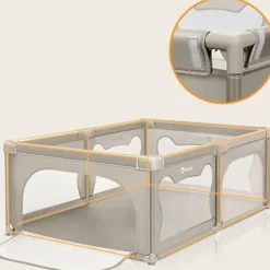 lionelo Faltbarer Laufstall für Kinder WILLOW von 0-48 Monaten, 120 cm x 180 cm x 68 cm, Laufstall für Babys mit atmungsaktivem Netz - Beige - Beige
