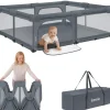 lionelo Florence XL Easy Fold Laufstall Baby 180 x 200 cm, Faltbares Laufgitter Baby, Ohne Montage Nutzbar, 2 Seiteneingänge mit Reißverschluss, Atmungsaktives Netz, Weiche Kanten, Transporttasche