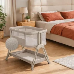 lionelo Luna EIN tragbares Beistellbett mit Einer Matratze, reisebett