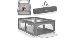 lionelo Willow Laufgitter Baby, ab 0-48 Monaten, große Spielfläche 127cm x 187cm x 68cm, Kinderlaufstall, atmungsaktive Netzseiten, stabil mit Saugnäpfen, 2 Eingänge mit Reißverschluss