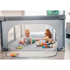 lionelo Willow Laufgitter Baby, ab 0-48 Monaten, große Spielfläche 127cm x 187cm x 68cm, Kinderlaufstall, atmungsaktive Netzseiten, stabil mit Saugnäpfen, 2 Eingänge mit Reißverschluss