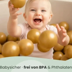 LittleTom 50 Bälle für Bällebad 5,5cm Babybälle Plastikbälle Baby Spielbälle Gold