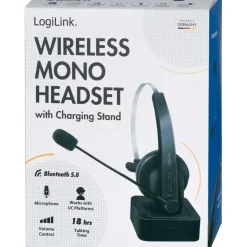 Logilink BT0059 On Ear Headset Bluetooth Mono Schwarz
